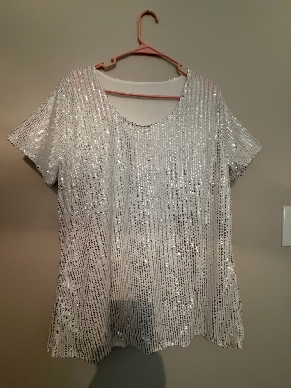 Silver Sequin Short Sleeve Top - Picture 2 of 3